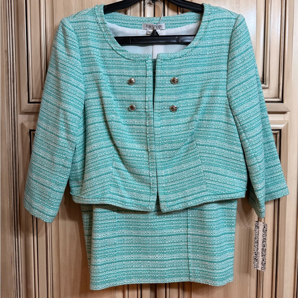 Kay Unger Aqua Skirt Set